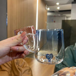 3D Heart Design Glass Cup