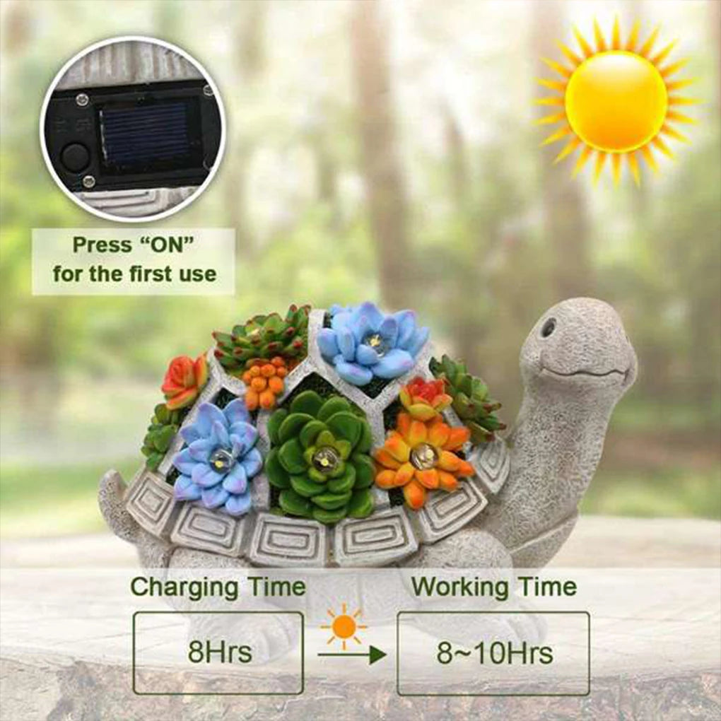 Solar Turtle Garden Statue