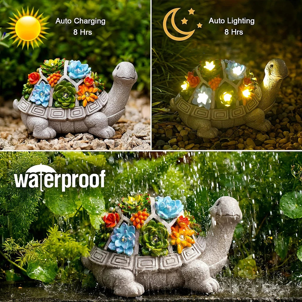 Solar Turtle Garden Statue