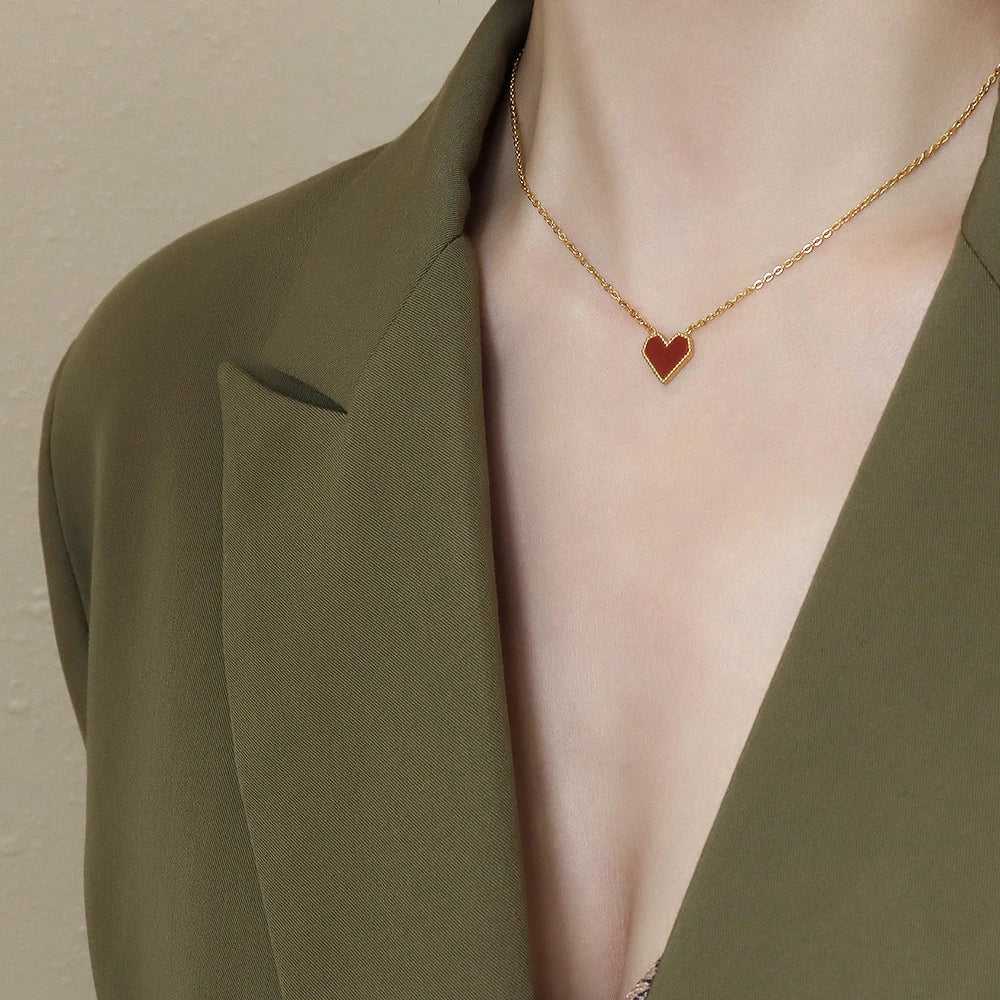 Dainty Red Heart Necklace