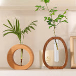 Wooden Frame Glass Vase Collection