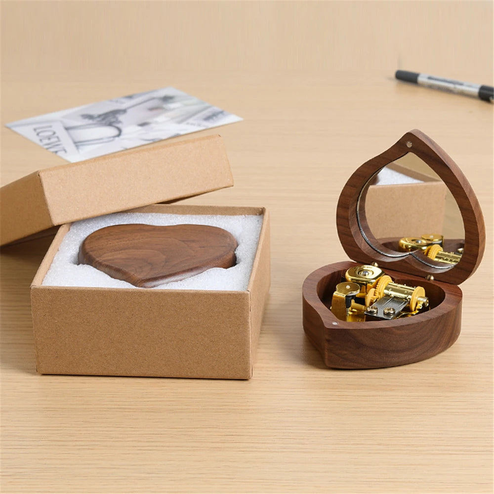 Heart-Shaped Walnut Musical Keepsake