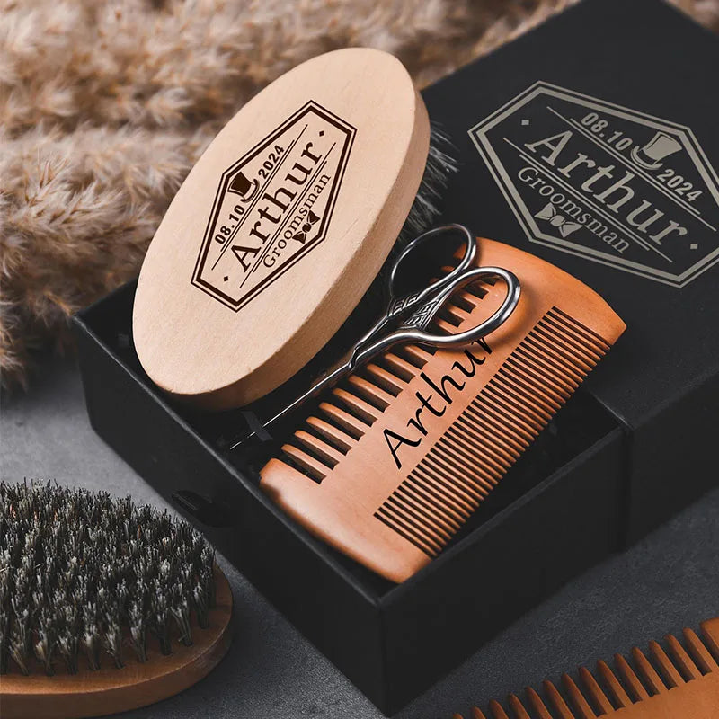 Beard Brush & Dual Comb Set