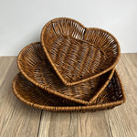 Heart-Shaped Rattan Basket Set