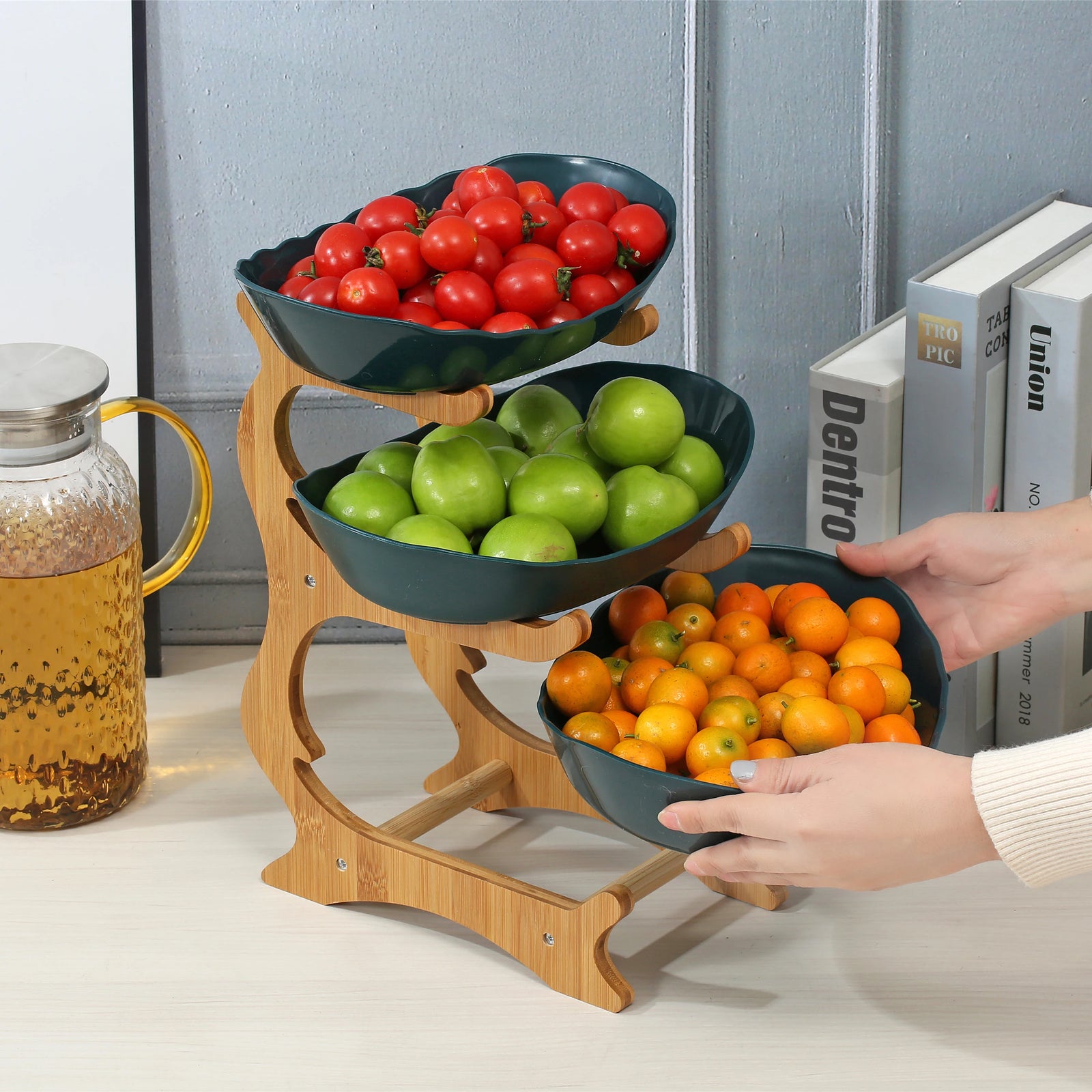 Three-Tier Ceramic Fruit Bowl