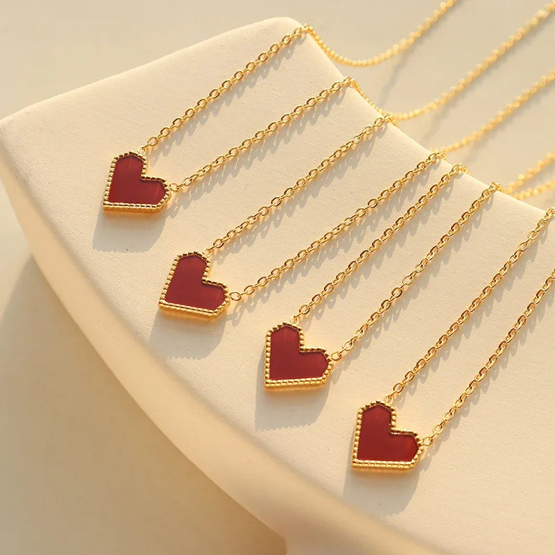 Dainty Red Heart Necklace