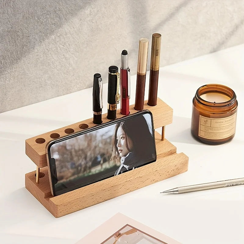 Wooden Desk Pen Stand