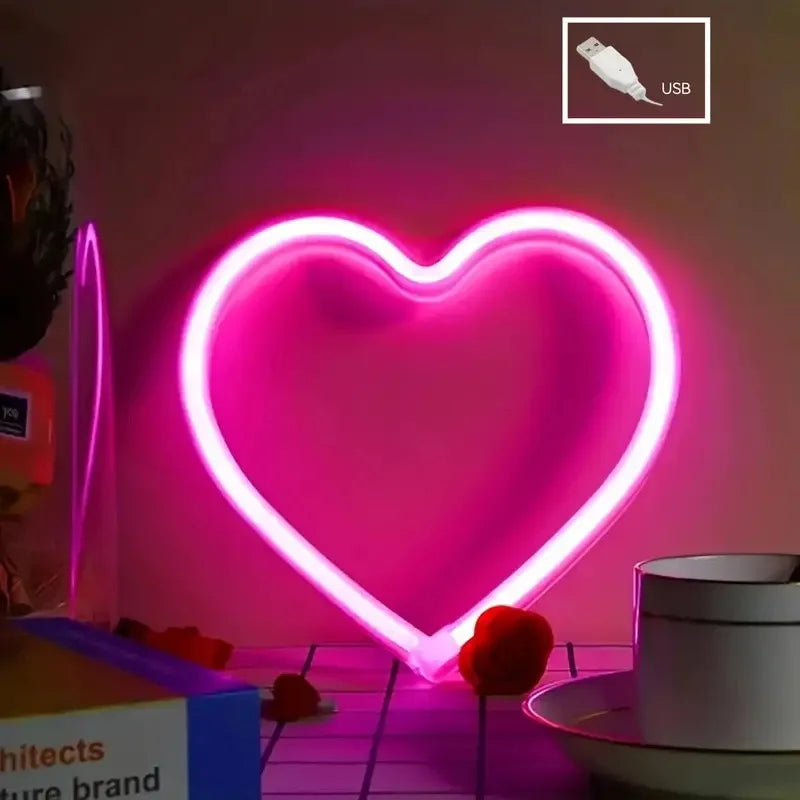 Pink Heart Neon Light