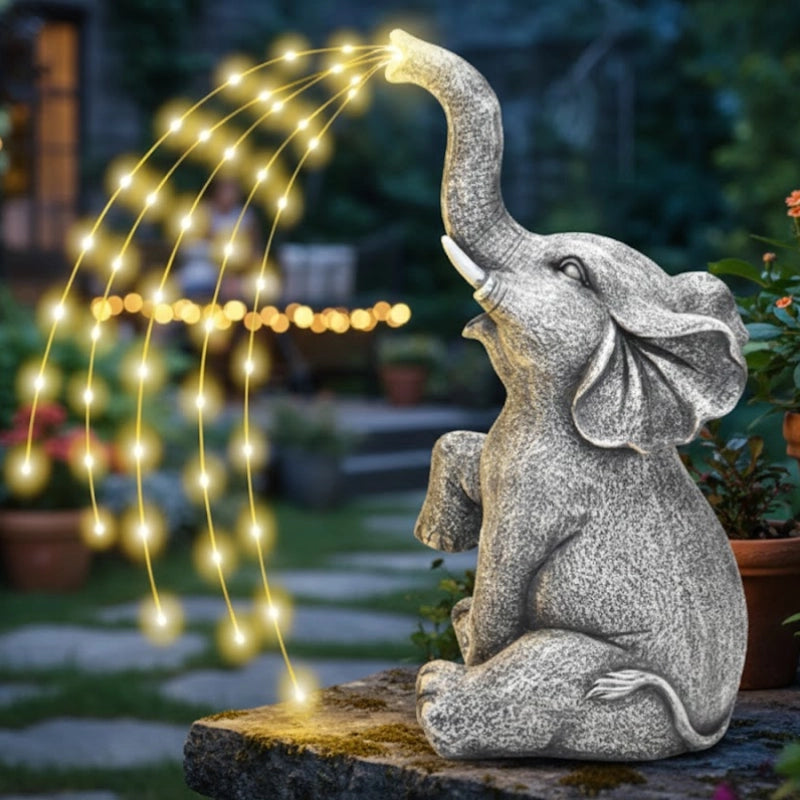Solar Elephant Garden Statue