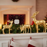 Gold Reindeer Figurine Set