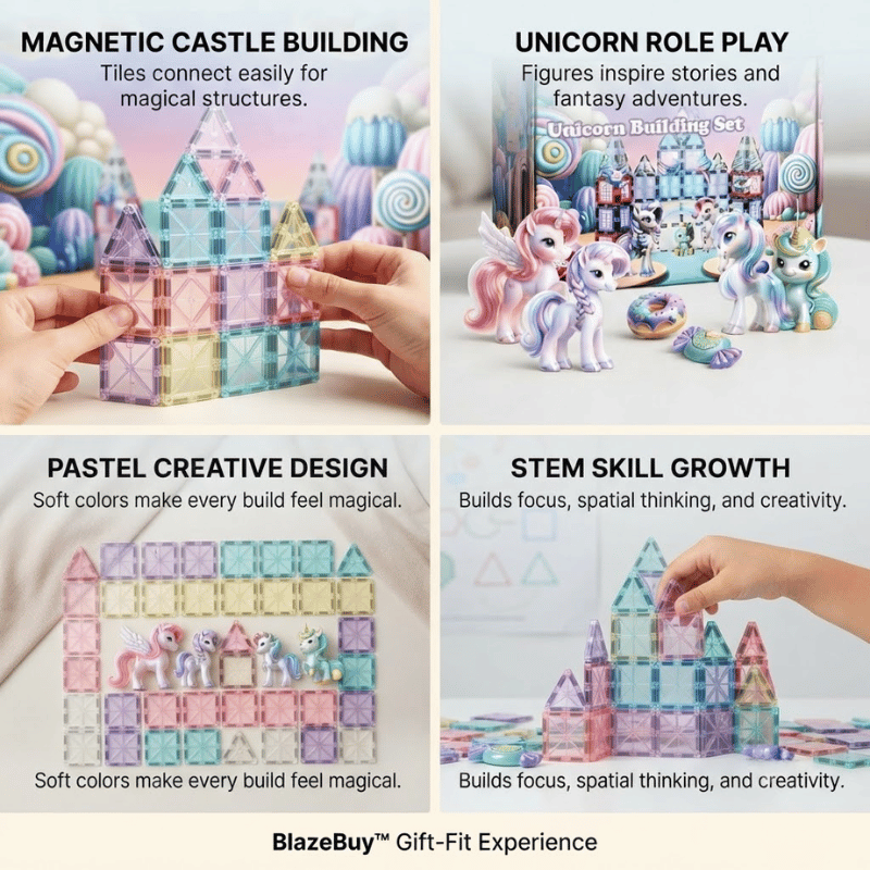 Magnetic Unicorn Castle Building Set