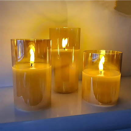 GlowFlame™ Set of 3 LED Candle