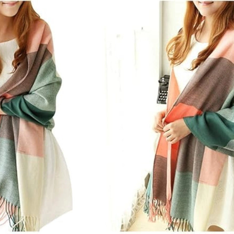 Plaid Winter Blanket Scarf