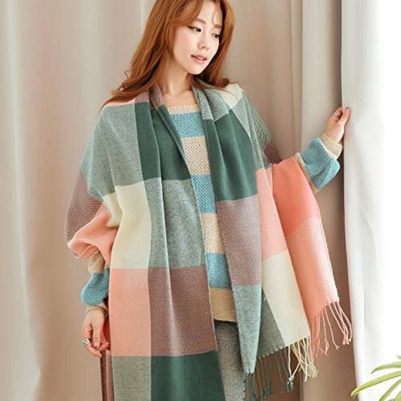 Plaid Winter Blanket Scarf