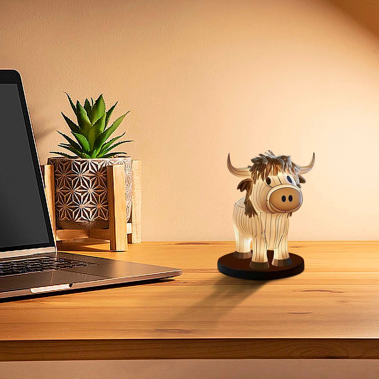 Highland Cow Resin Table Lamp