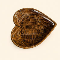 Heart-Shaped Rattan Basket Set