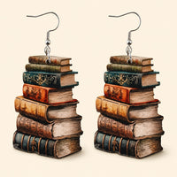 Wooden Stackable Book Earrings