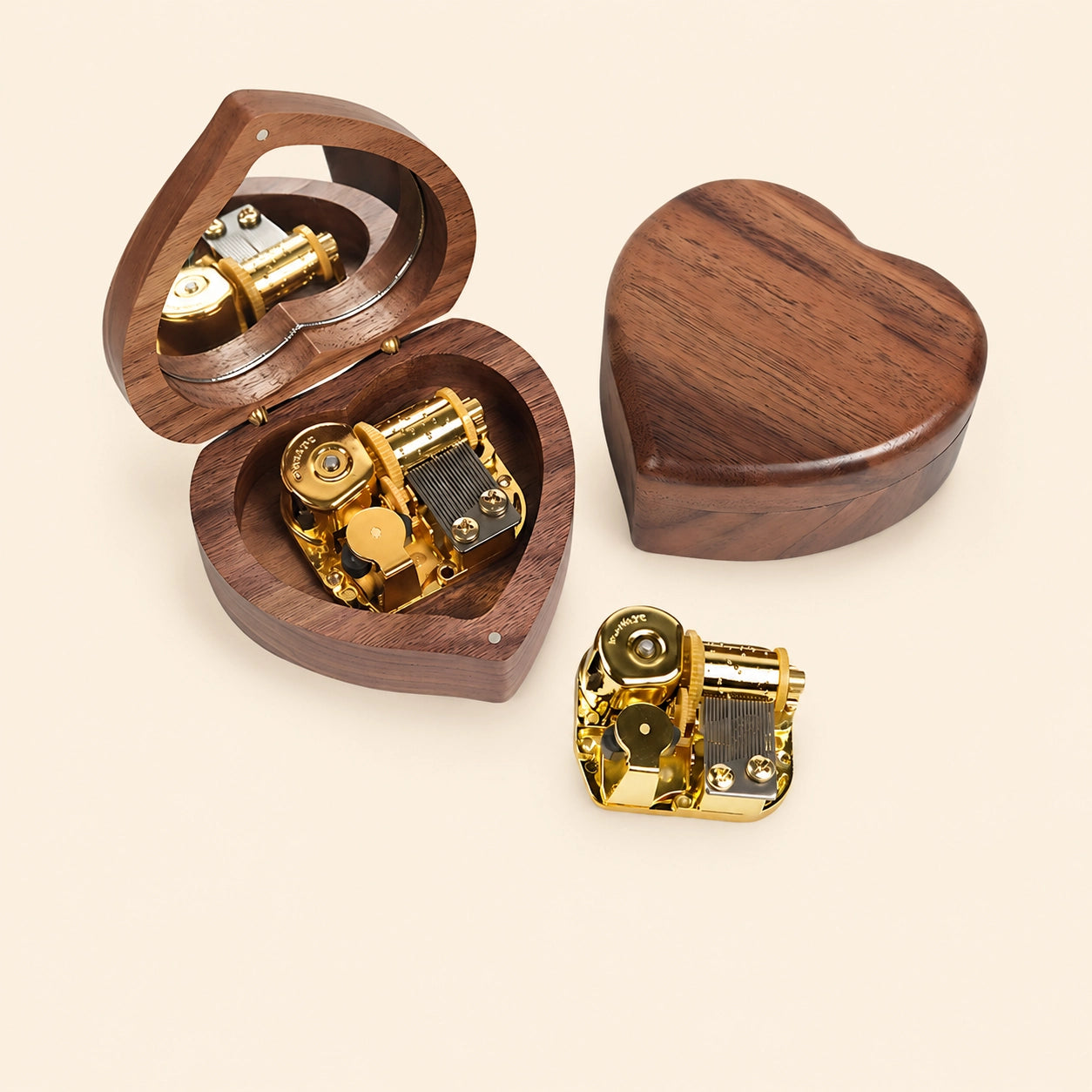 Heart-Shaped Walnut Musical Keepsake