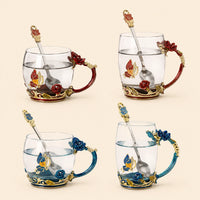 Enamel Glass Tea Mug Set
