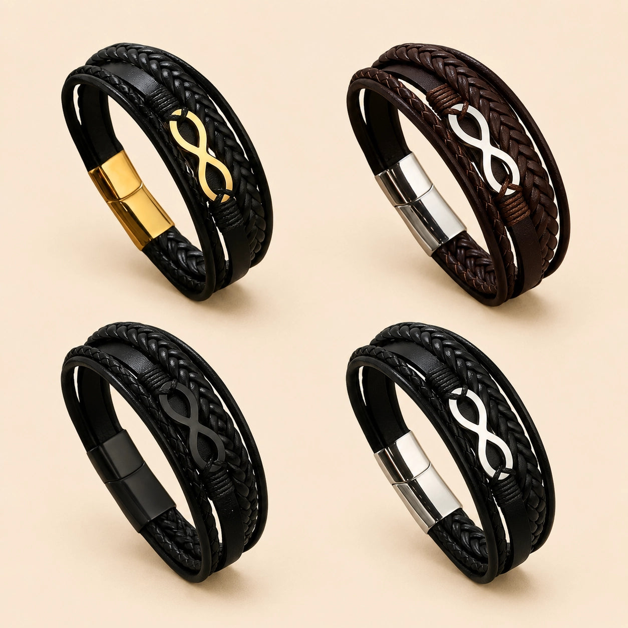 Infinity Leather Cuff Bracelet
