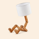 Wooden Robot Table Lamp