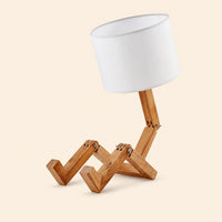 Wooden Robot Table Lamp