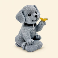 Solar Dog Statue with Butterfly