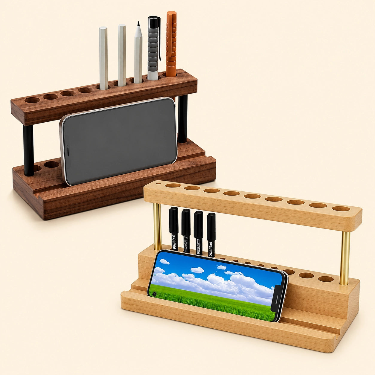 Wooden Desk Pen Stand
