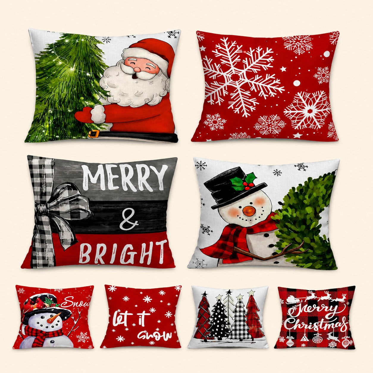 Festive Christmas Pillow Covers Set