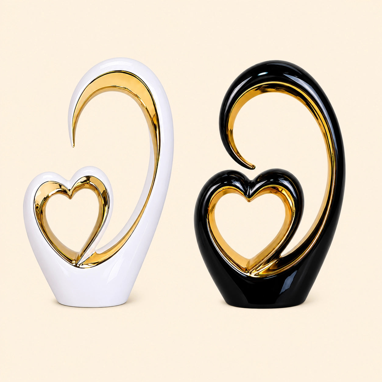 Ceramic Heart Sculpture Set