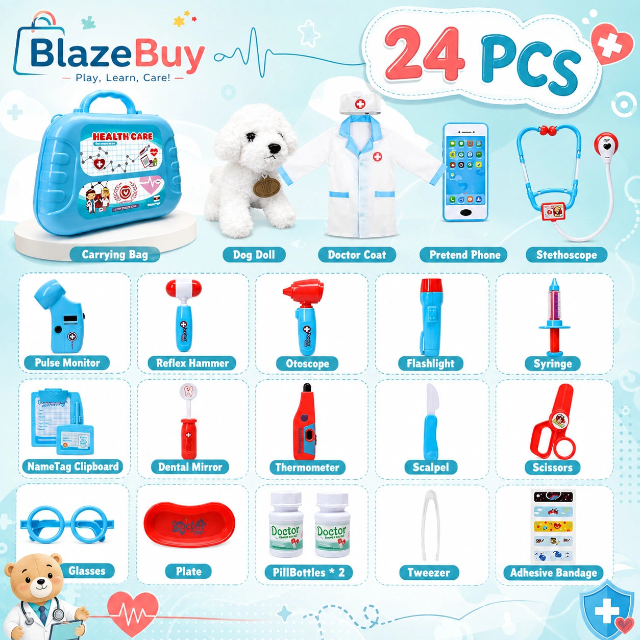 Kids Pretend Doctor Playset