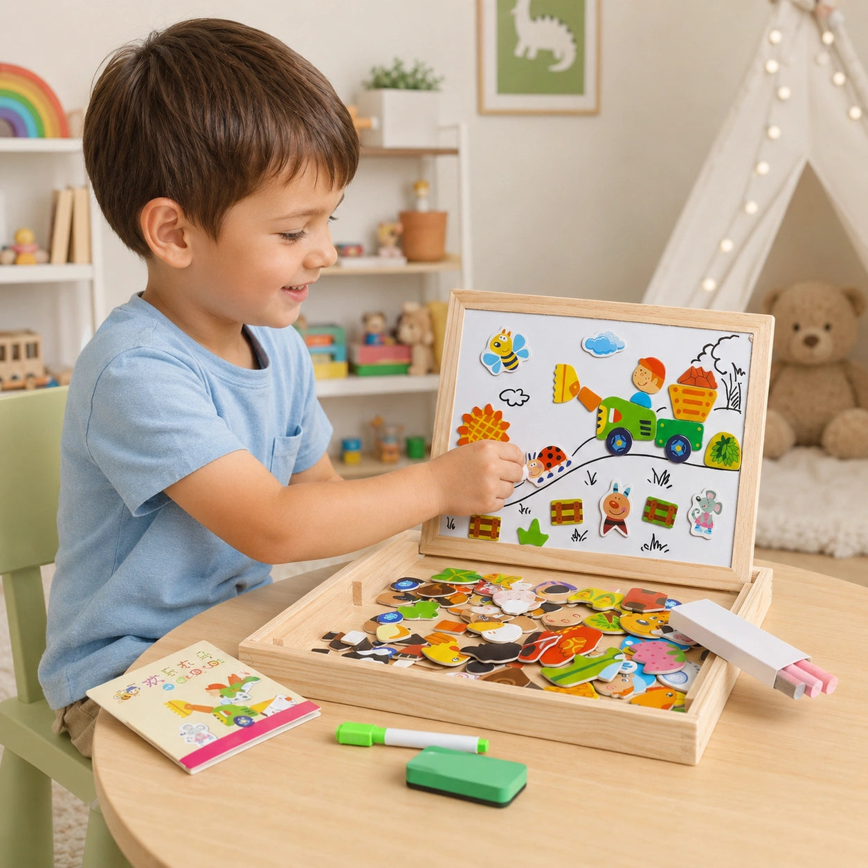 Wooden Magnetic Puzzle Easel