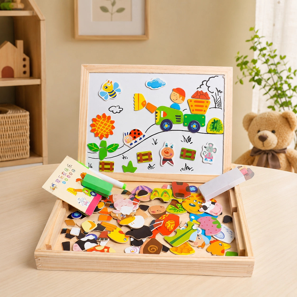 Wooden Magnetic Puzzle Easel