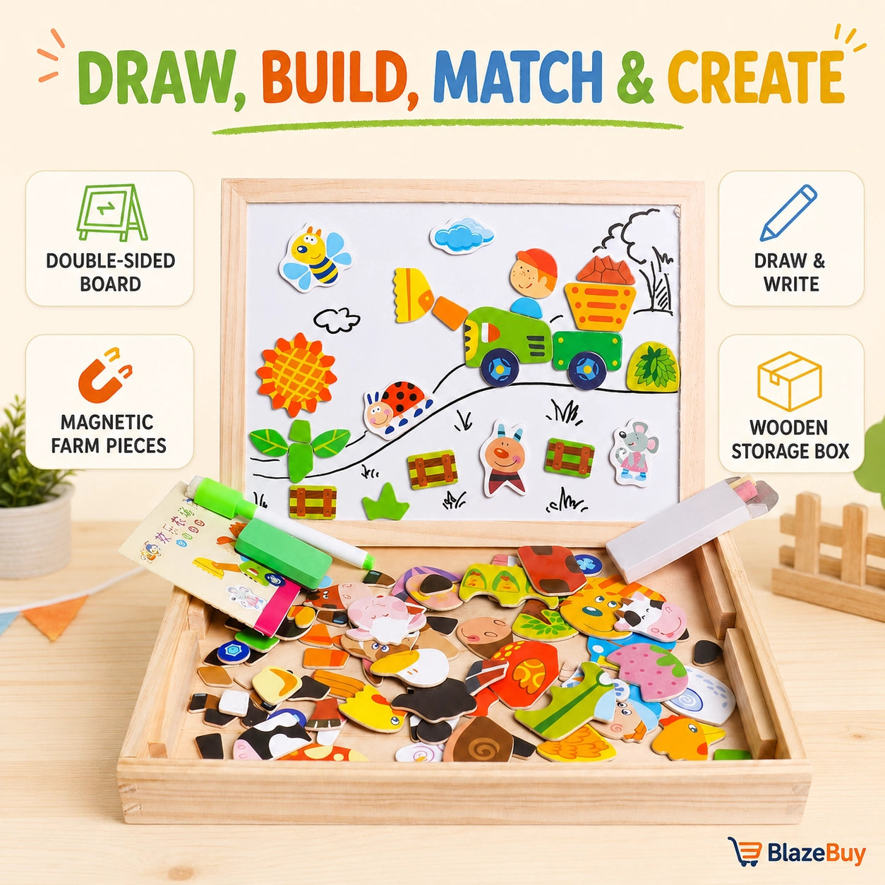 Wooden Magnetic Puzzle Easel