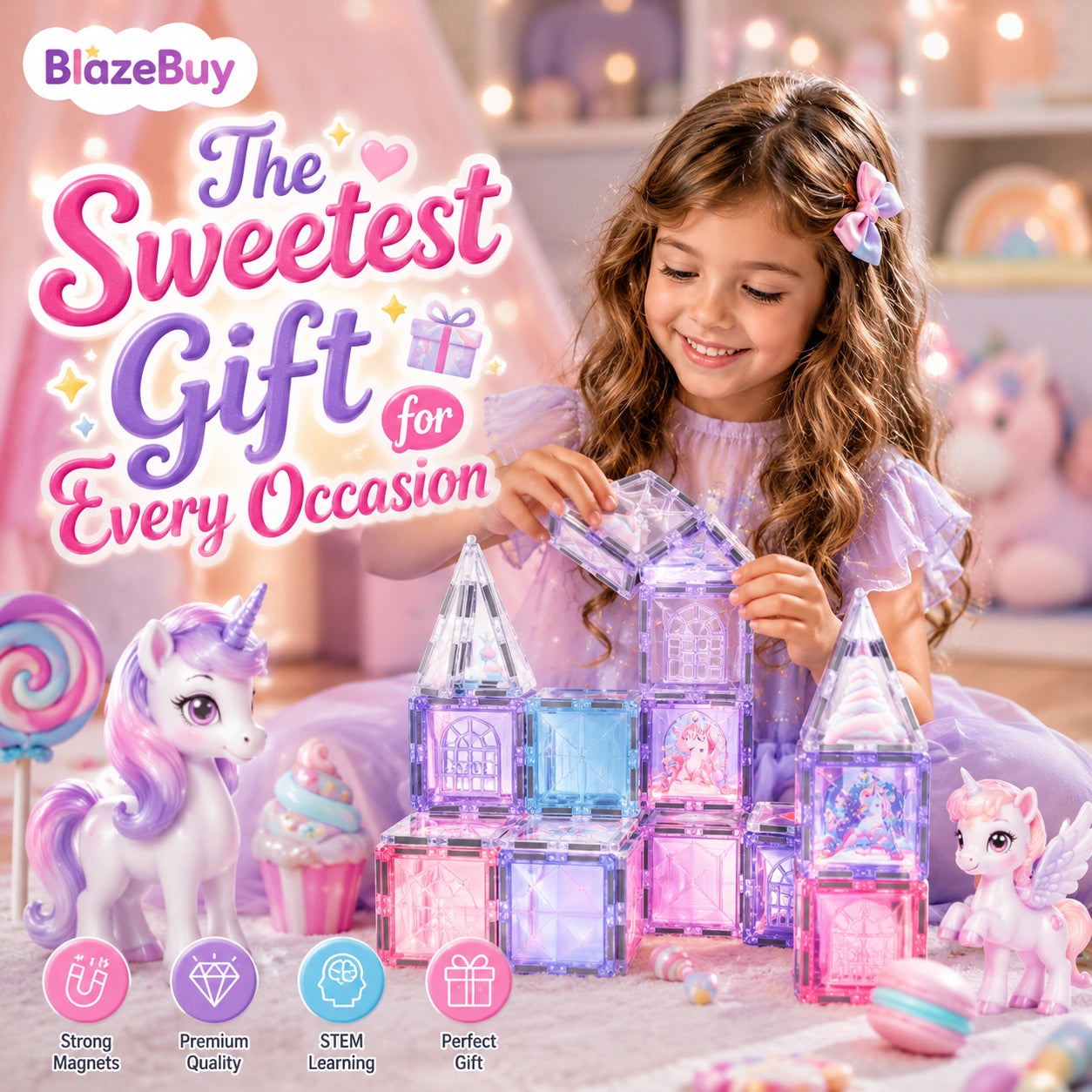 Magnetic Unicorn Castle Building Set