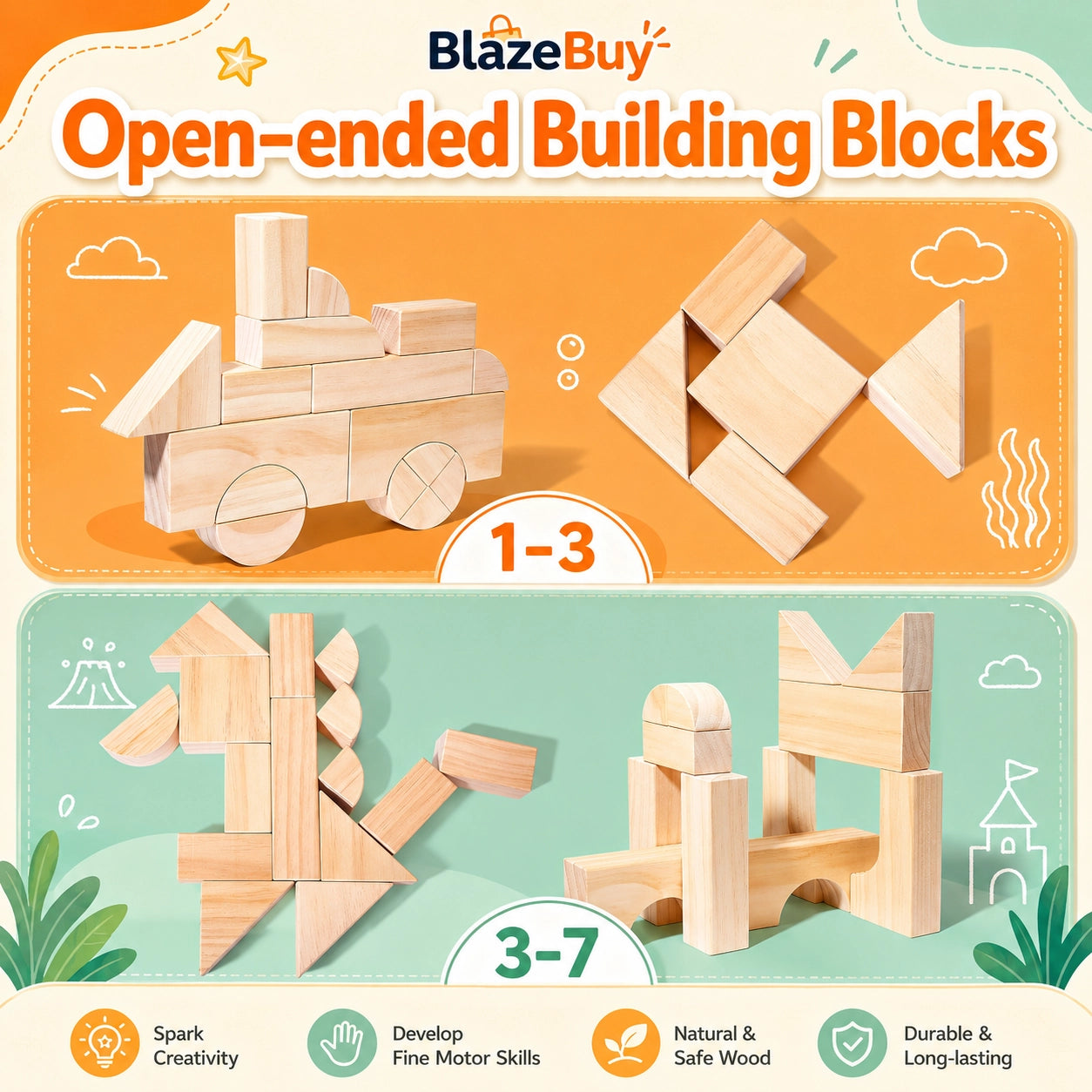 Wooden Building Block Set