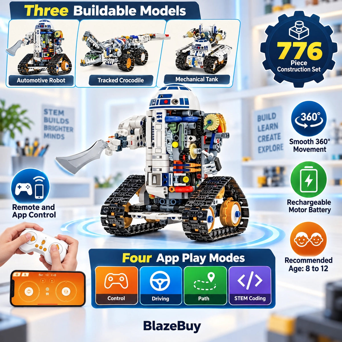 3-in-1 RC Robot Building Set