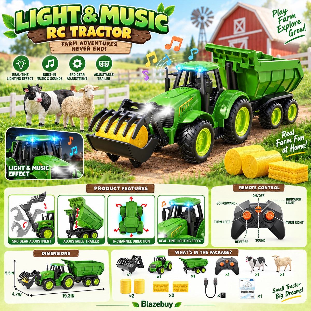 Remote Farm Tractor Set
