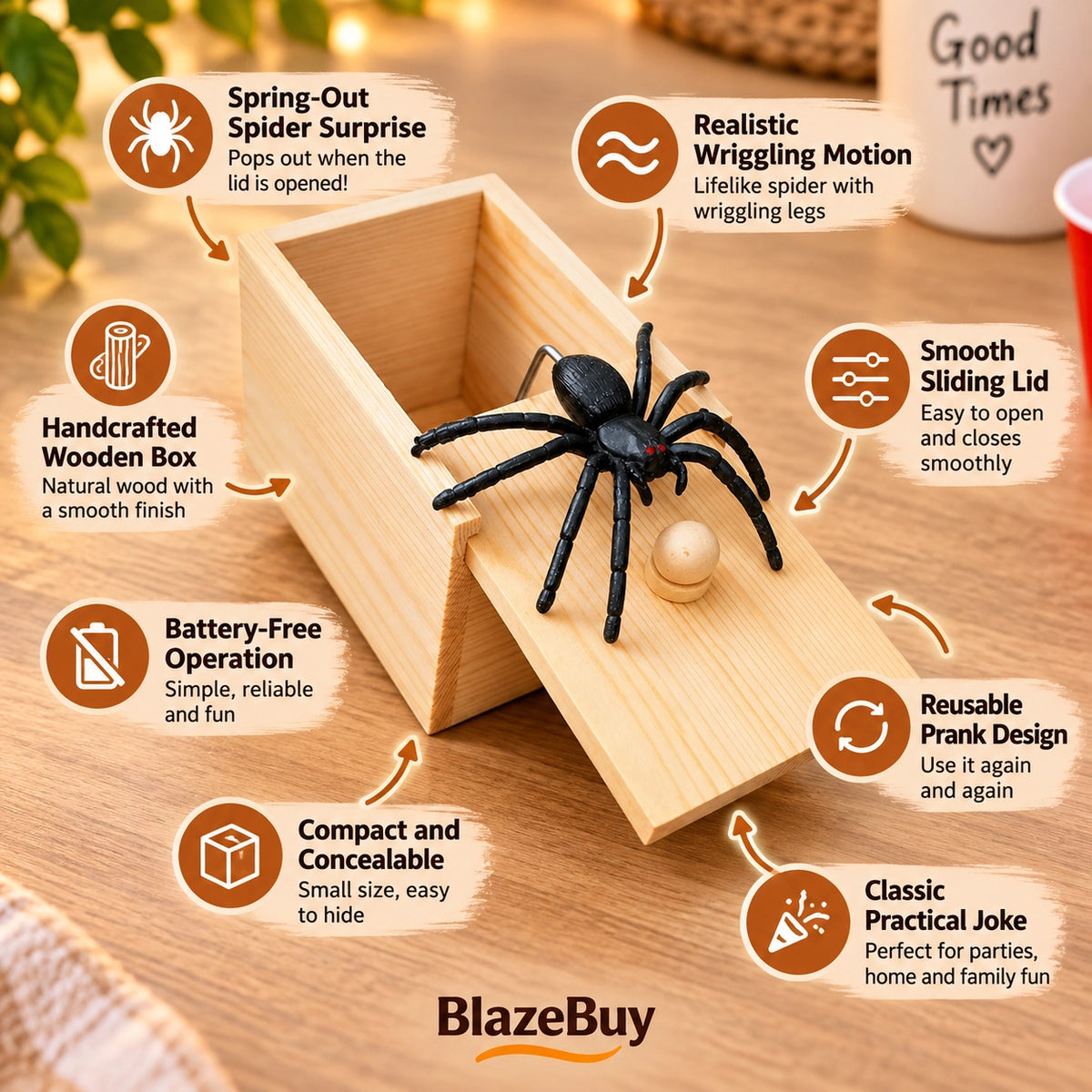 Wooden Spider Prank Box