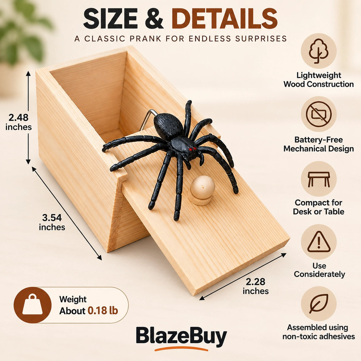 Wooden Spider Prank Box