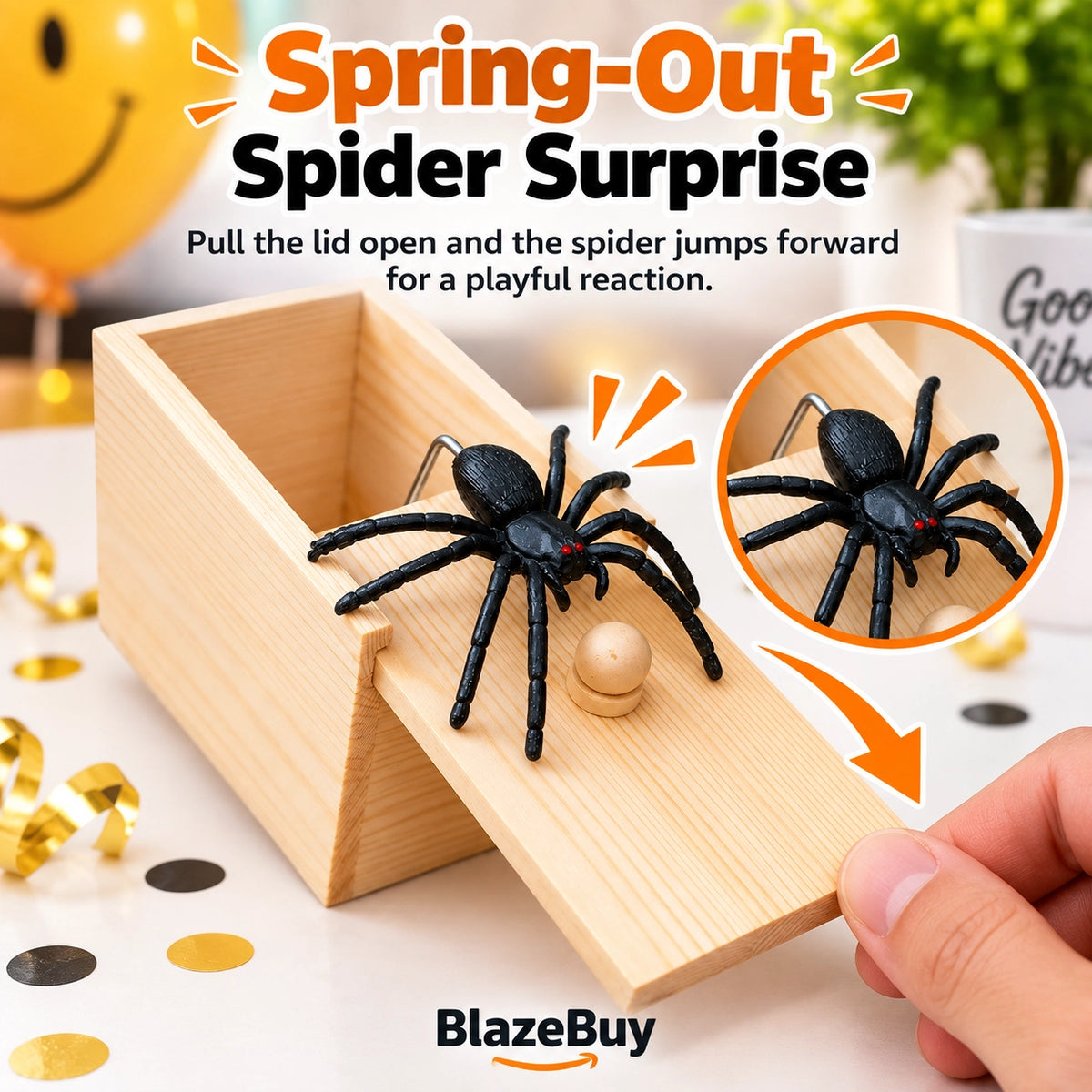 Wooden Spider Prank Box