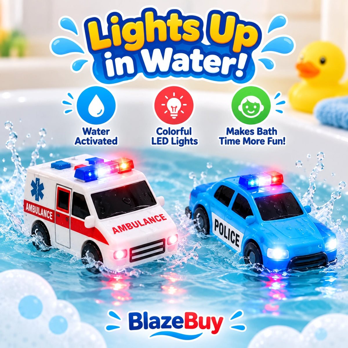 Light-Up Bath Car Set