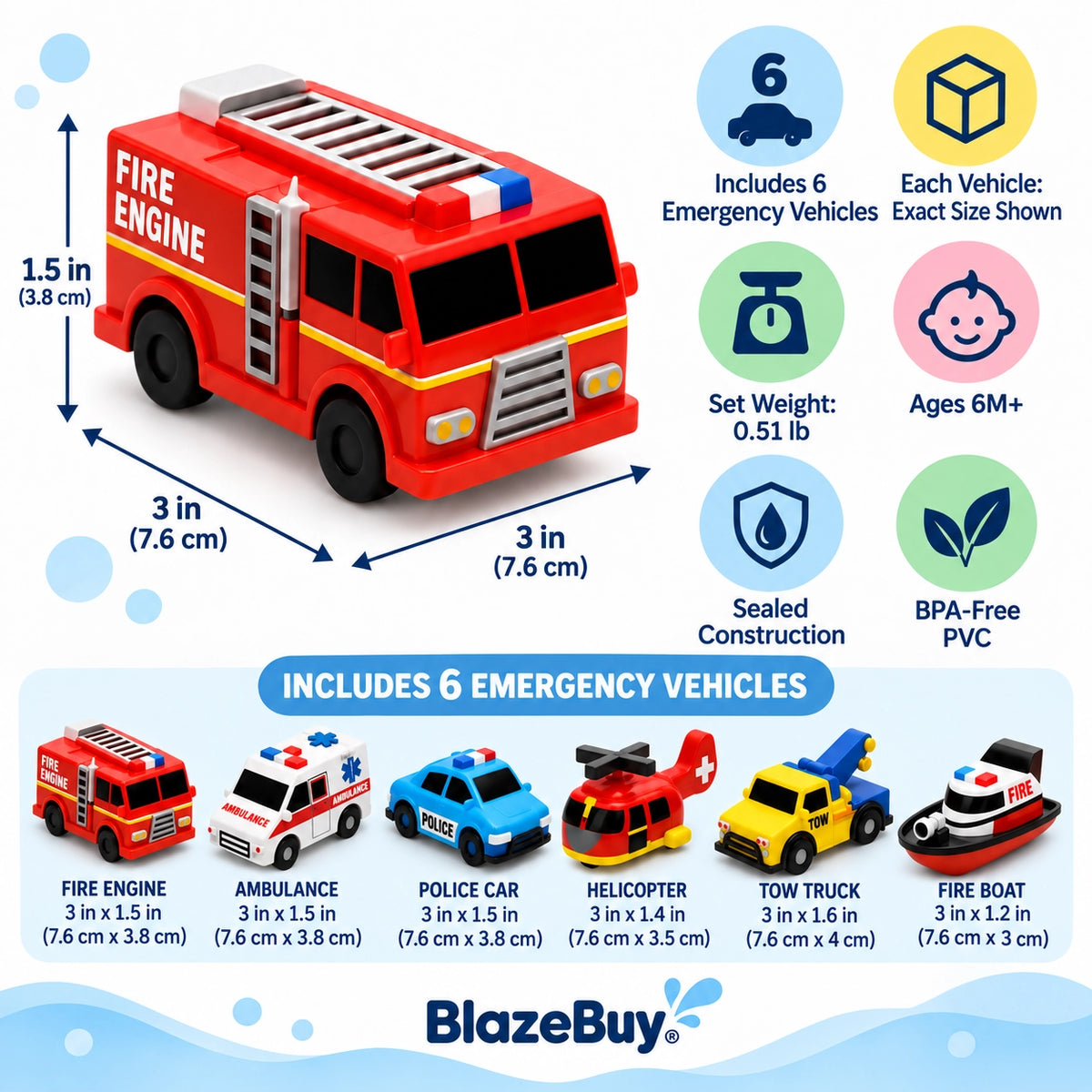 Light-Up Bath Car Set