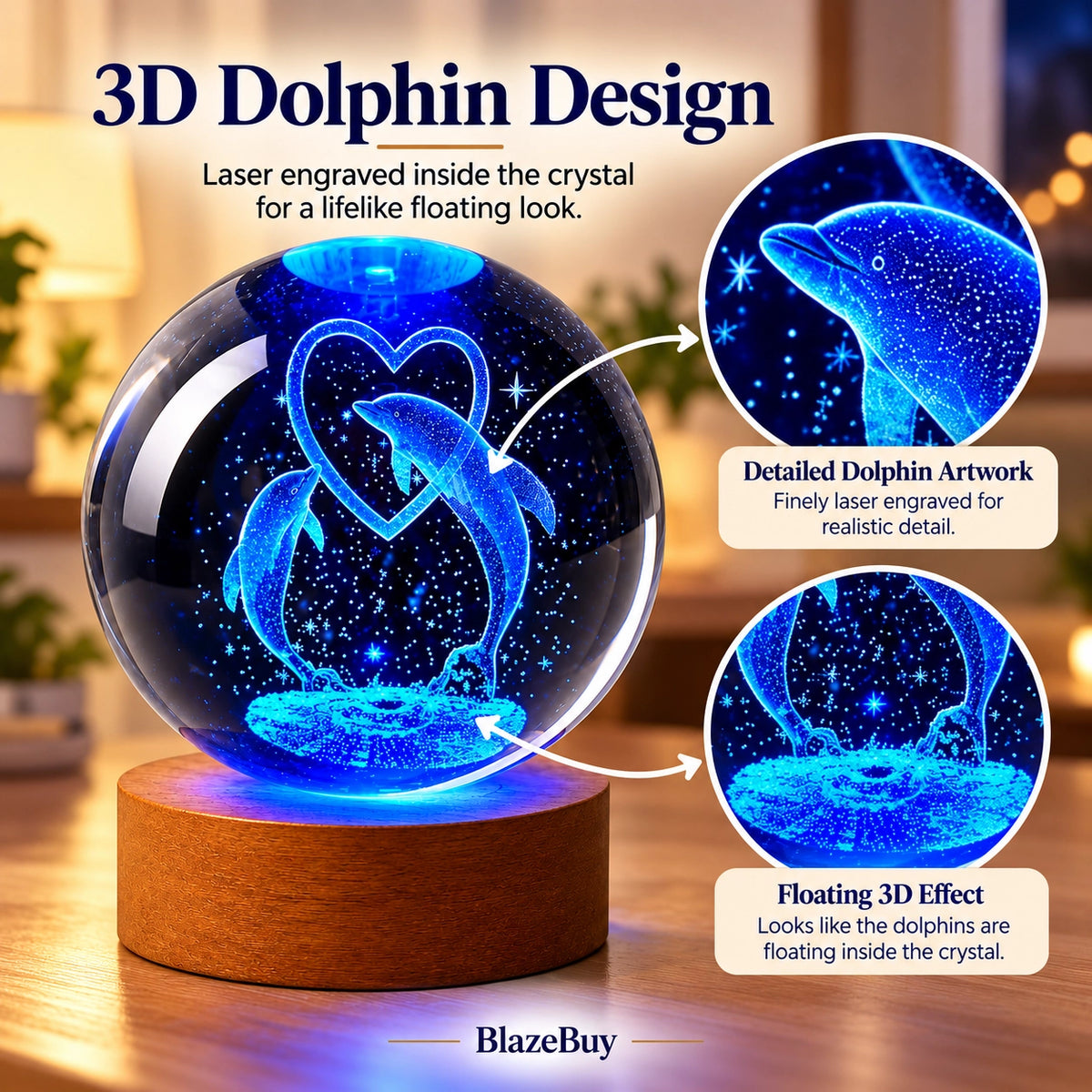 Dolphin Crystal Ball Lamp