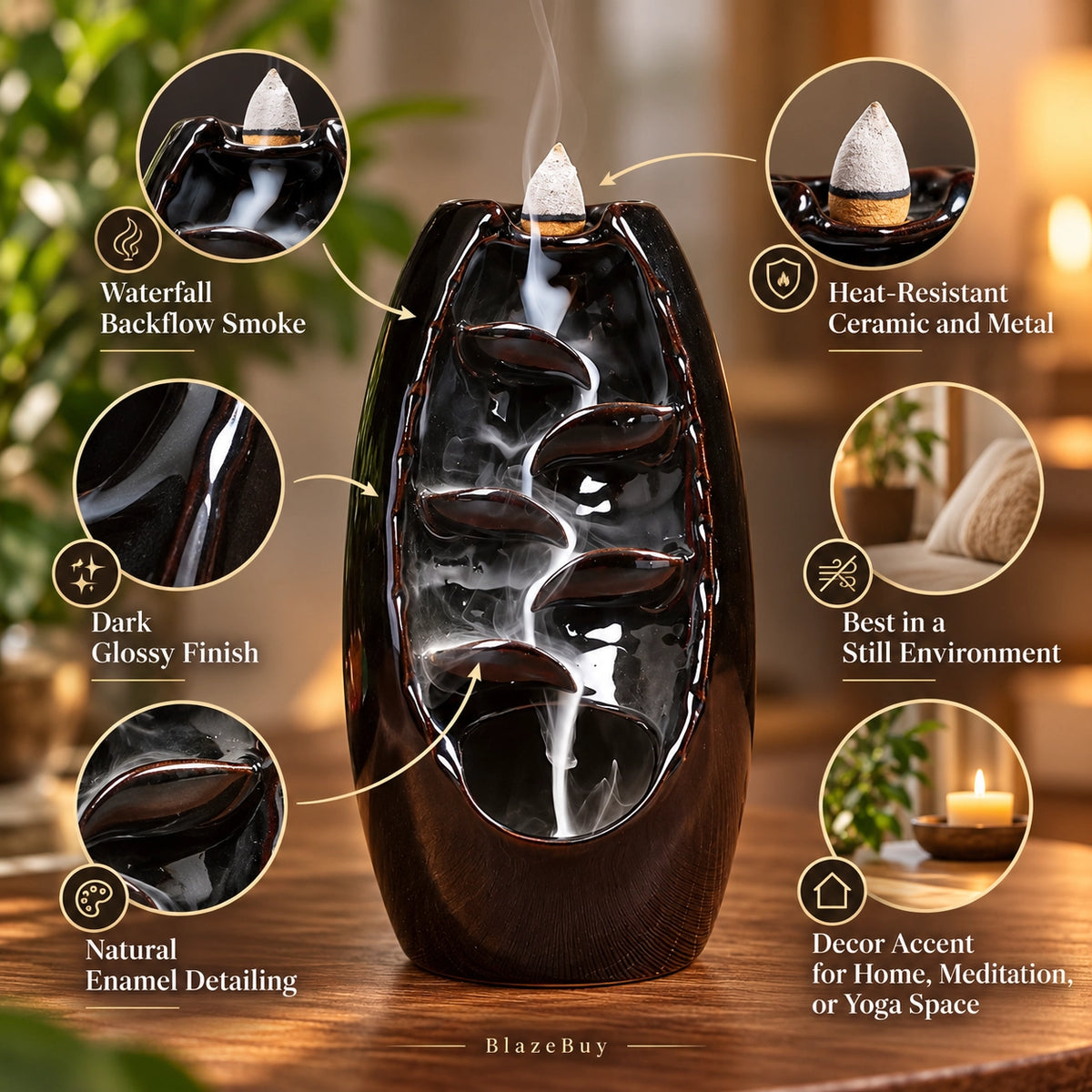 Ceramic Waterfall Incense Burner