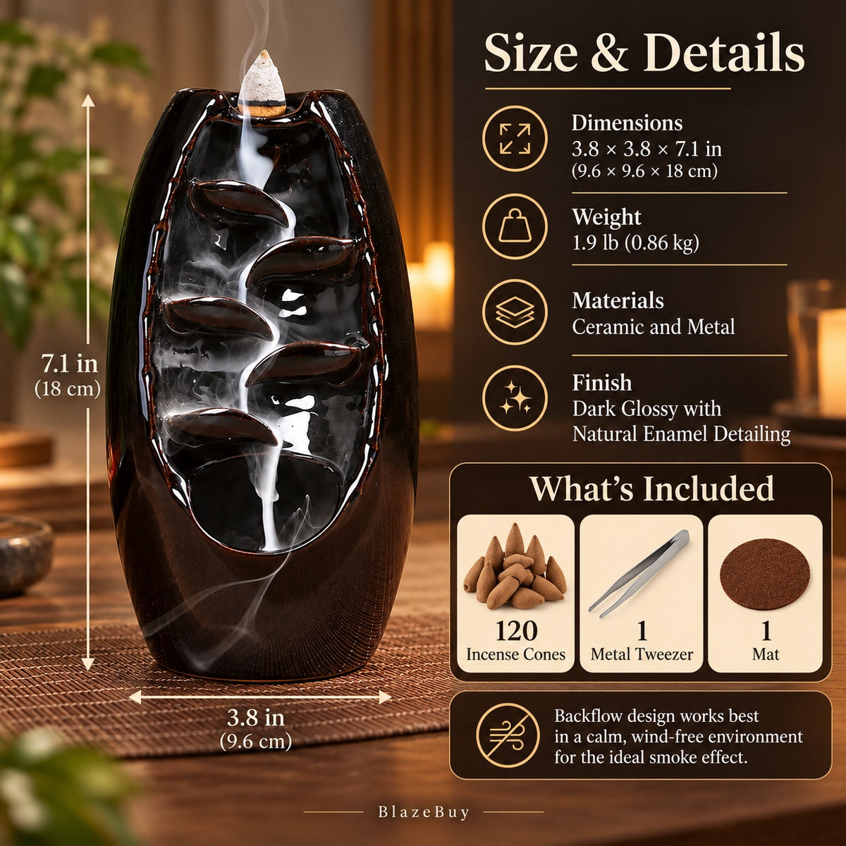 Ceramic Waterfall Incense Burner