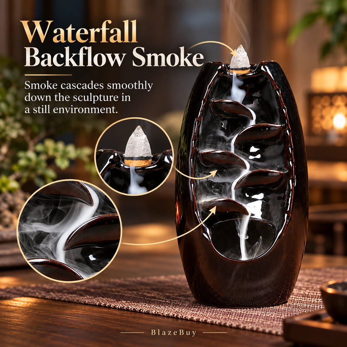 Ceramic Waterfall Incense Burner