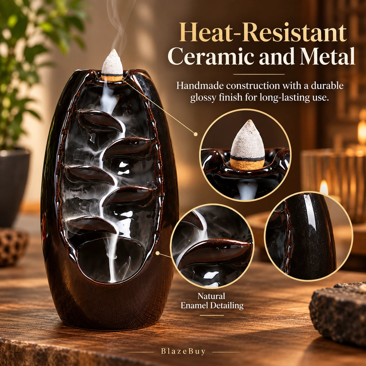Ceramic Waterfall Incense Burner