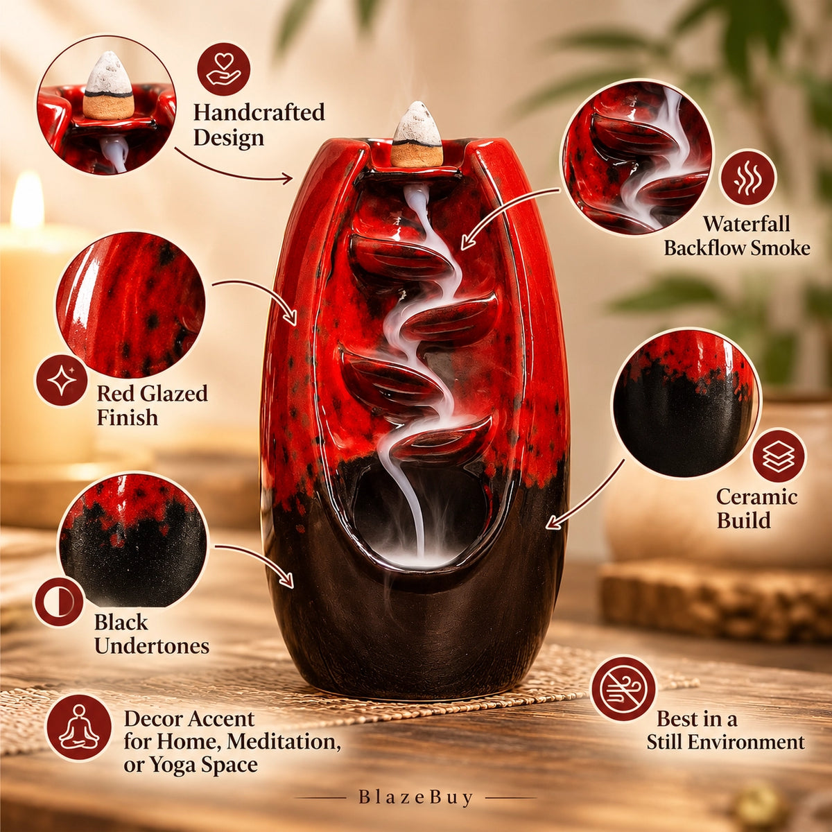 Ceramic Waterfall Incense Burner