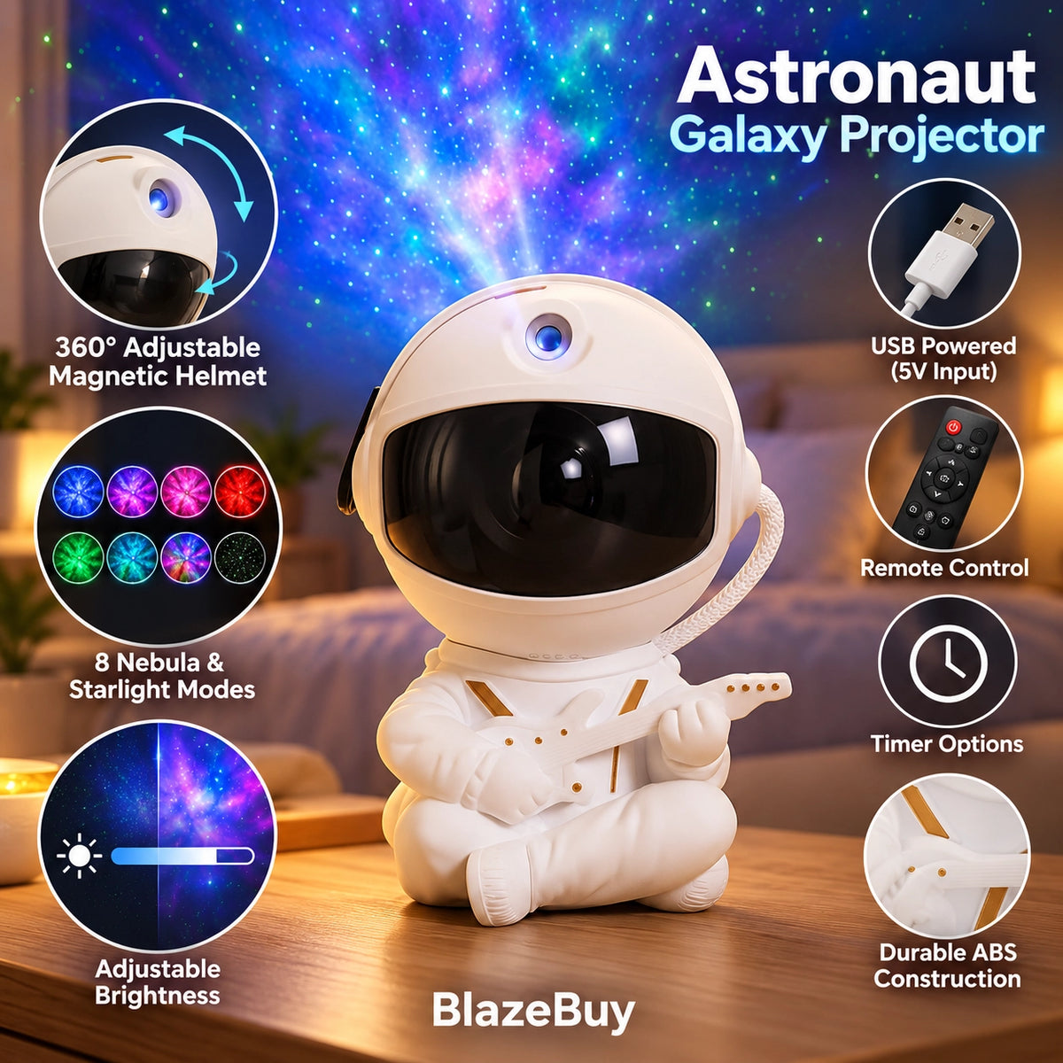 Astronaut Galaxy Projector Lamp